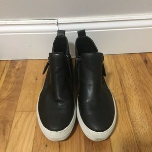 Black platform booties